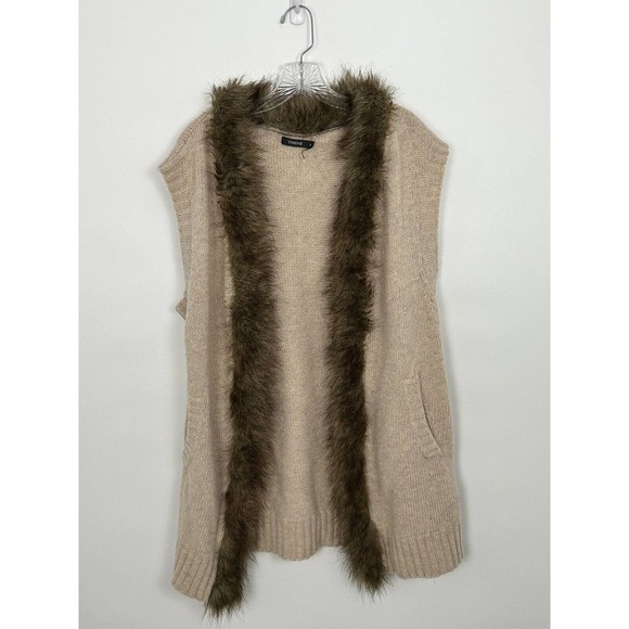 Theme Faux Fur Tan Sweater Vest Size Large - Picture 4 of 14